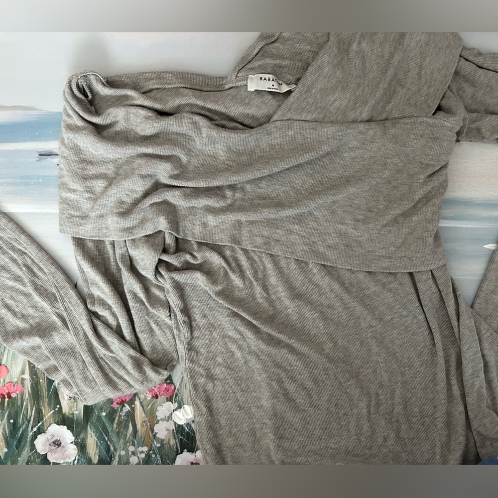 Aritzia Babaton Phil Off The Shoulder Long Sleeve Shirt Gray